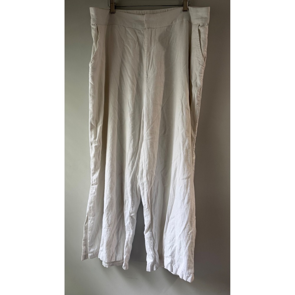 Abercrombie & Fitch‎ Wide Leg Pants Women XL White Linen Blend High Rise